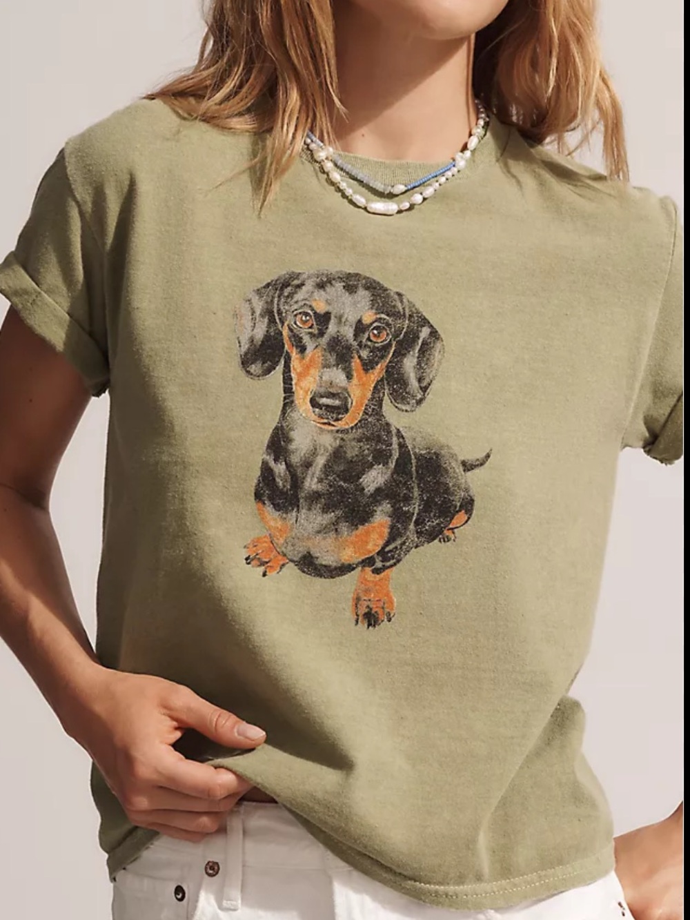 Anthropologie Dog Icon Green Baby Tee